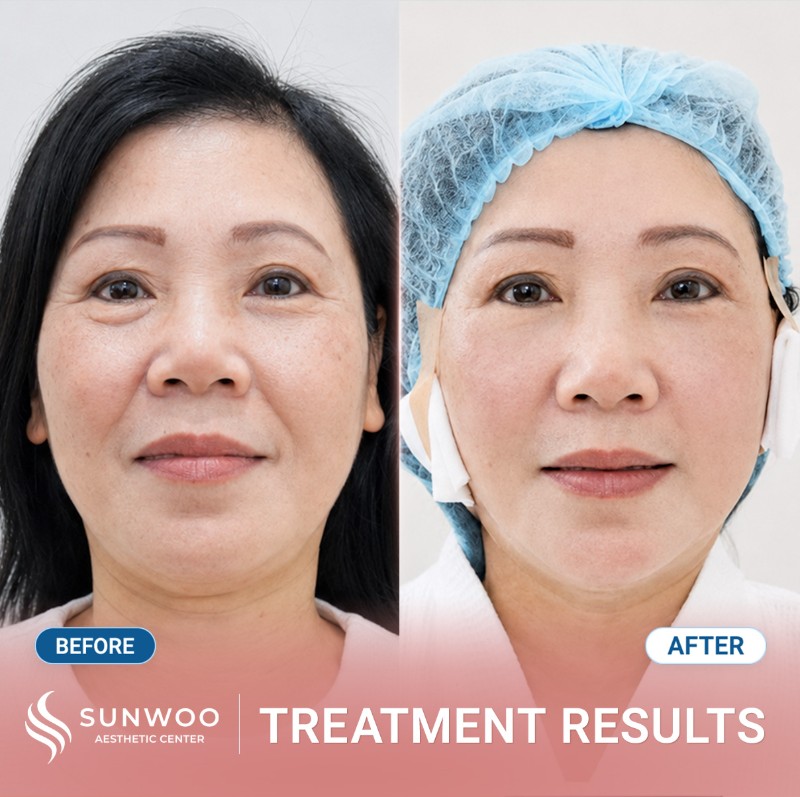 Thread lift before and after