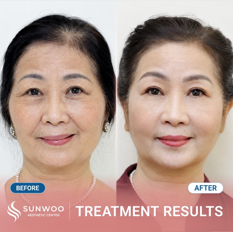 Thread lift before and after