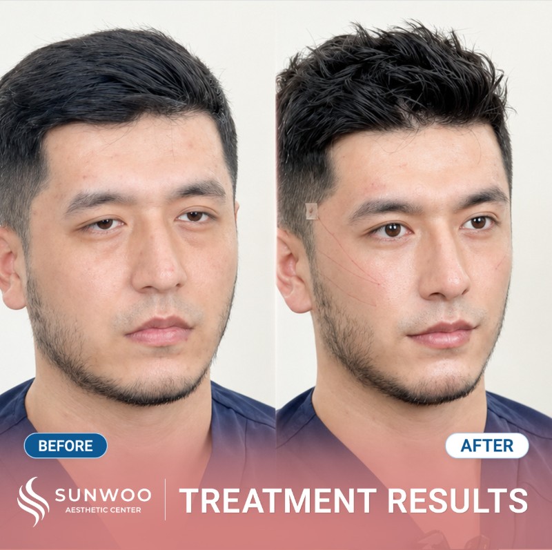 Thread lift before and after