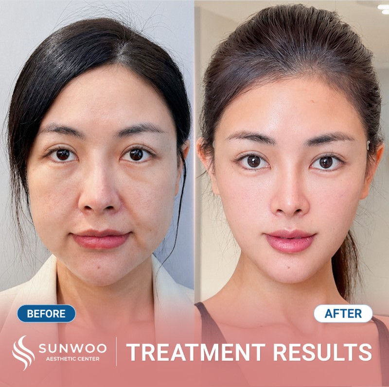 Thread lift before and after